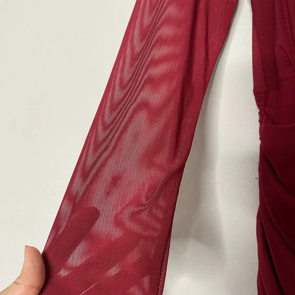 Fashion Nova Deep V-Neck Red Dress - Picture 7 of 8